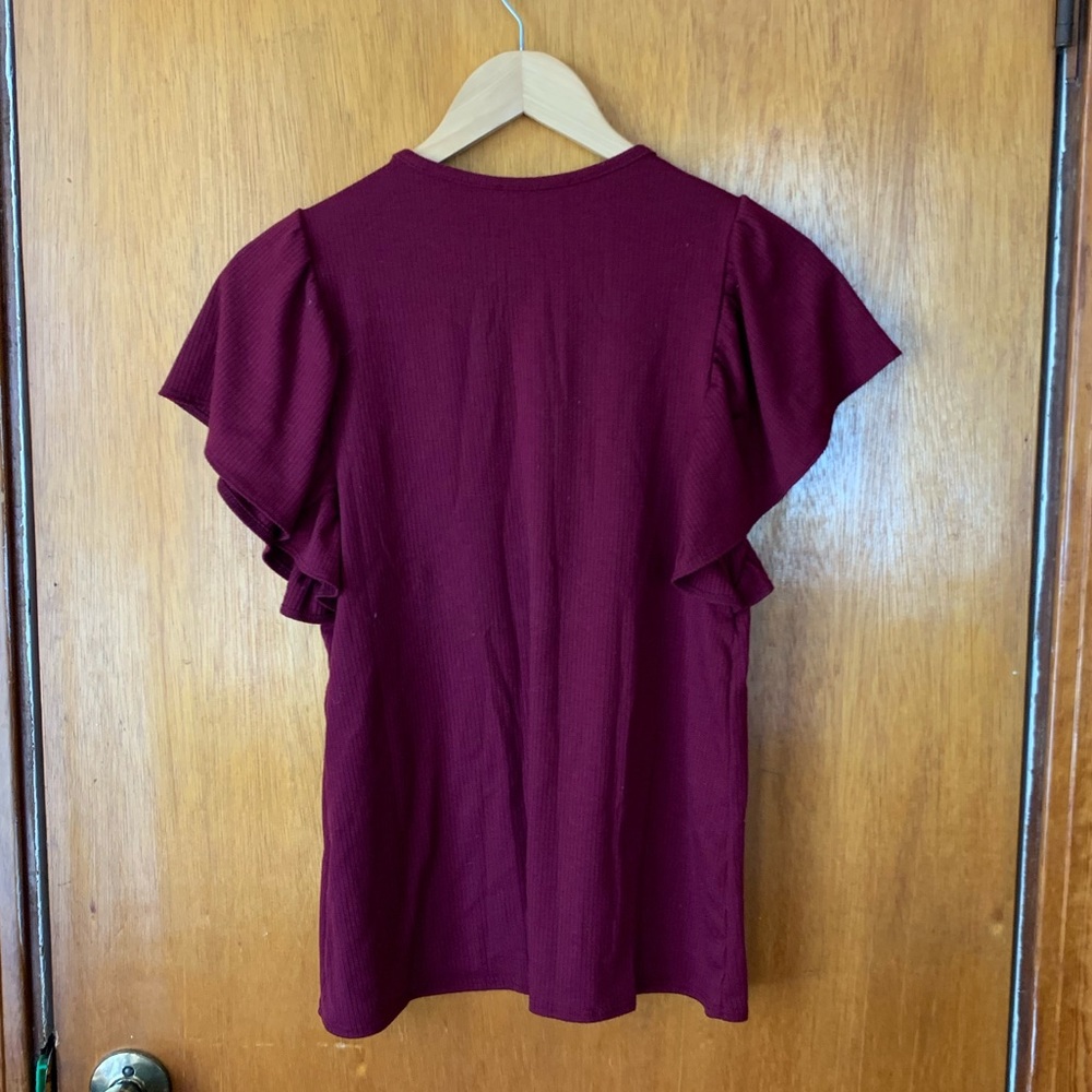 Maroon Top with Flowy Sleeves - Picture 2 of 2